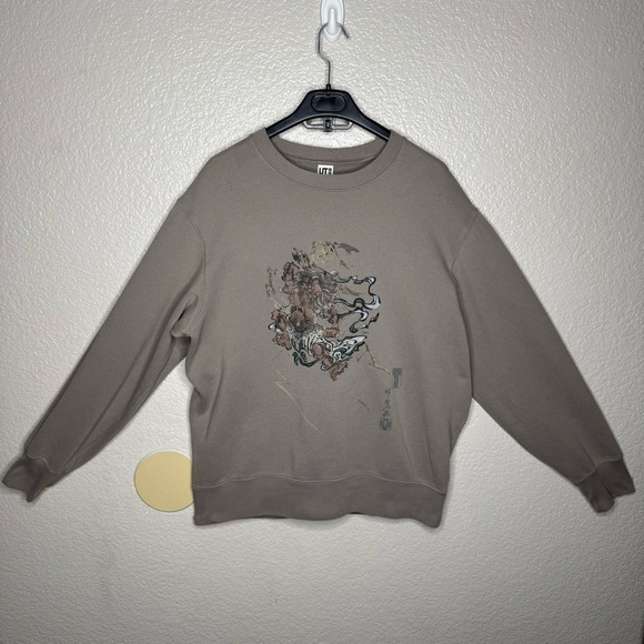Uniqlo Men's Beige Artistic Crewneck Sweater - Picture 1 of 10